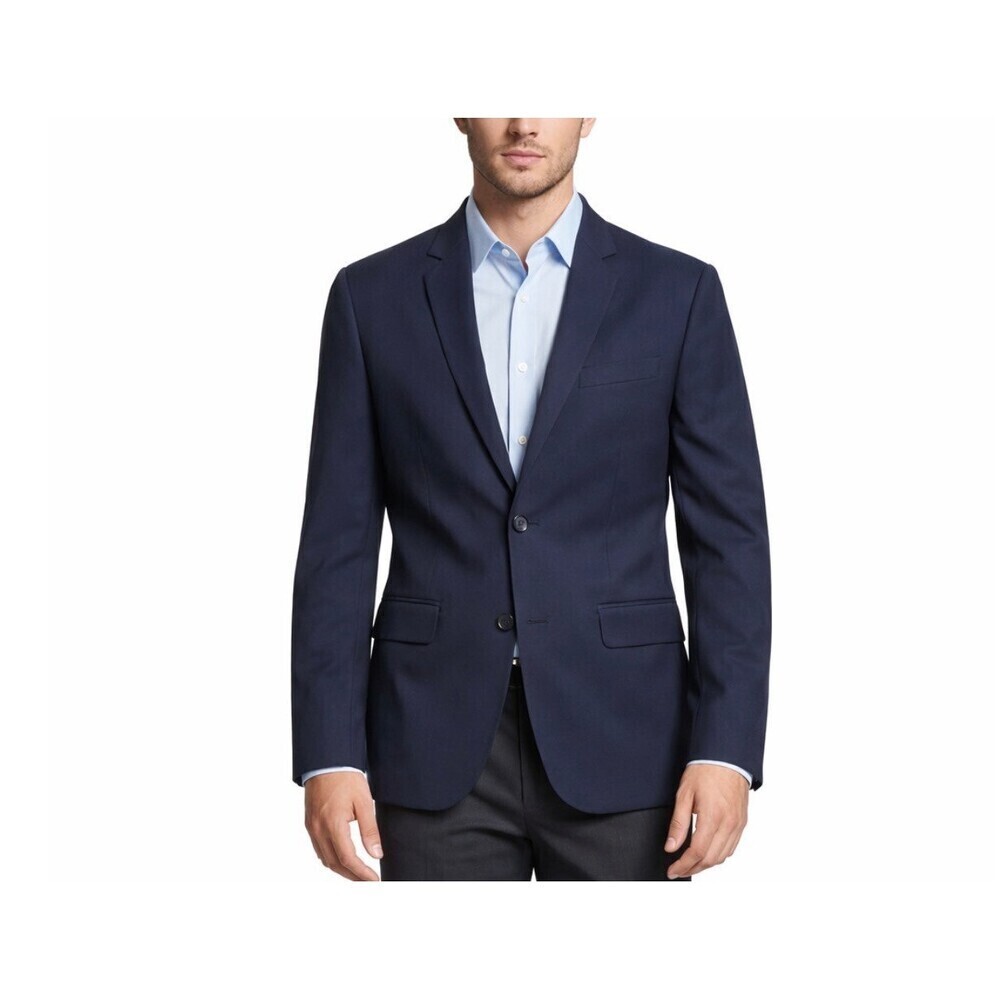 Zara Men's Blazer suit jacket Navy blue work career business SZ 36 2 button up